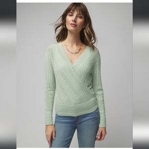 WHBM Long Sleeve Stitchy Surplice Pullover Sweater - small